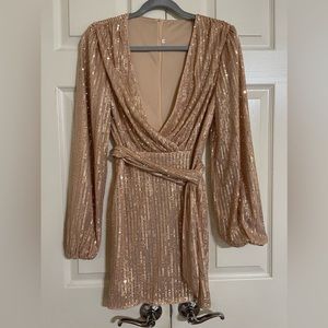 Champagne sequin dress, small